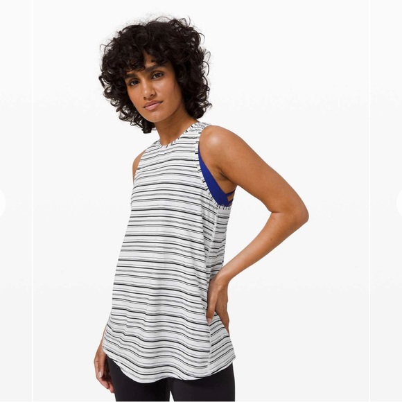 Lululemon All Tied Up Tank Cut Back Stripe White Black - Picture 1 of 4